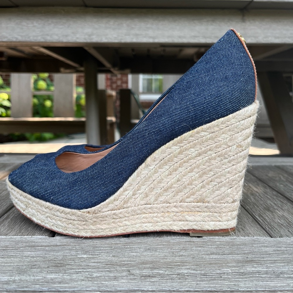 NWOB Coach Navy Platform Wedge Sandals Wedges - Picture 8 of 11